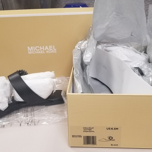 Michael Kors black leather Viola flats - Picture 1 of 5